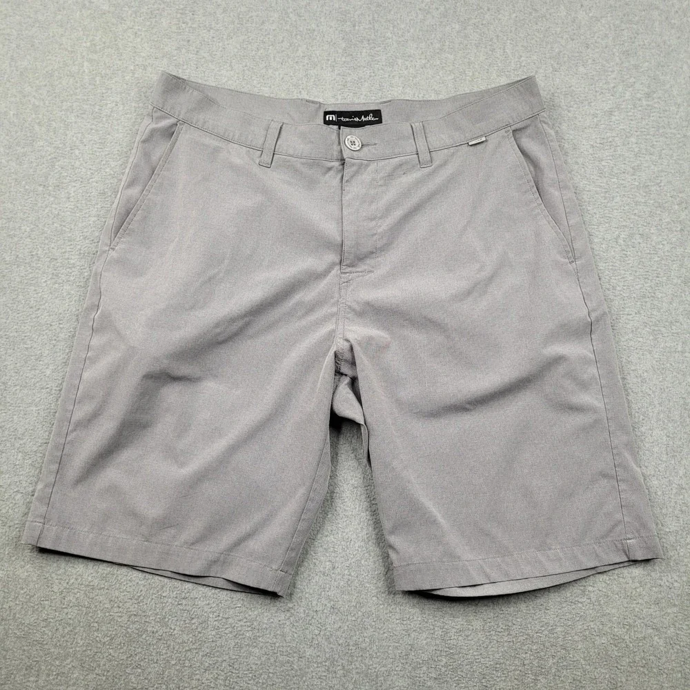 Travis Mathew Golf Shorts Mens 34 Gray Beck Performance Stretch Tech Casual